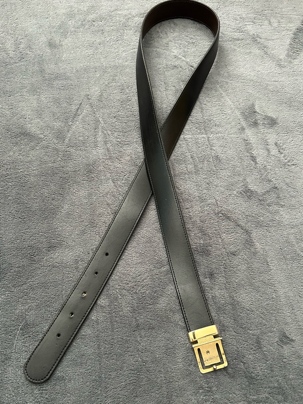 Vintage Pierre Cardin Reversible Black Brown Leather Belt Gold Silver Buckle - Picture 2 of 5